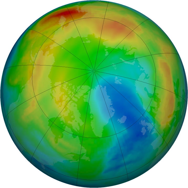 Arctic ozone map for 23 December 1986